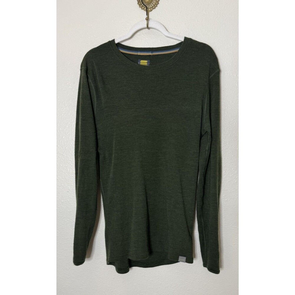Meriwool Dark Green  Heathered 100% Merino Wool Base Layer Knit Sweater Size M
